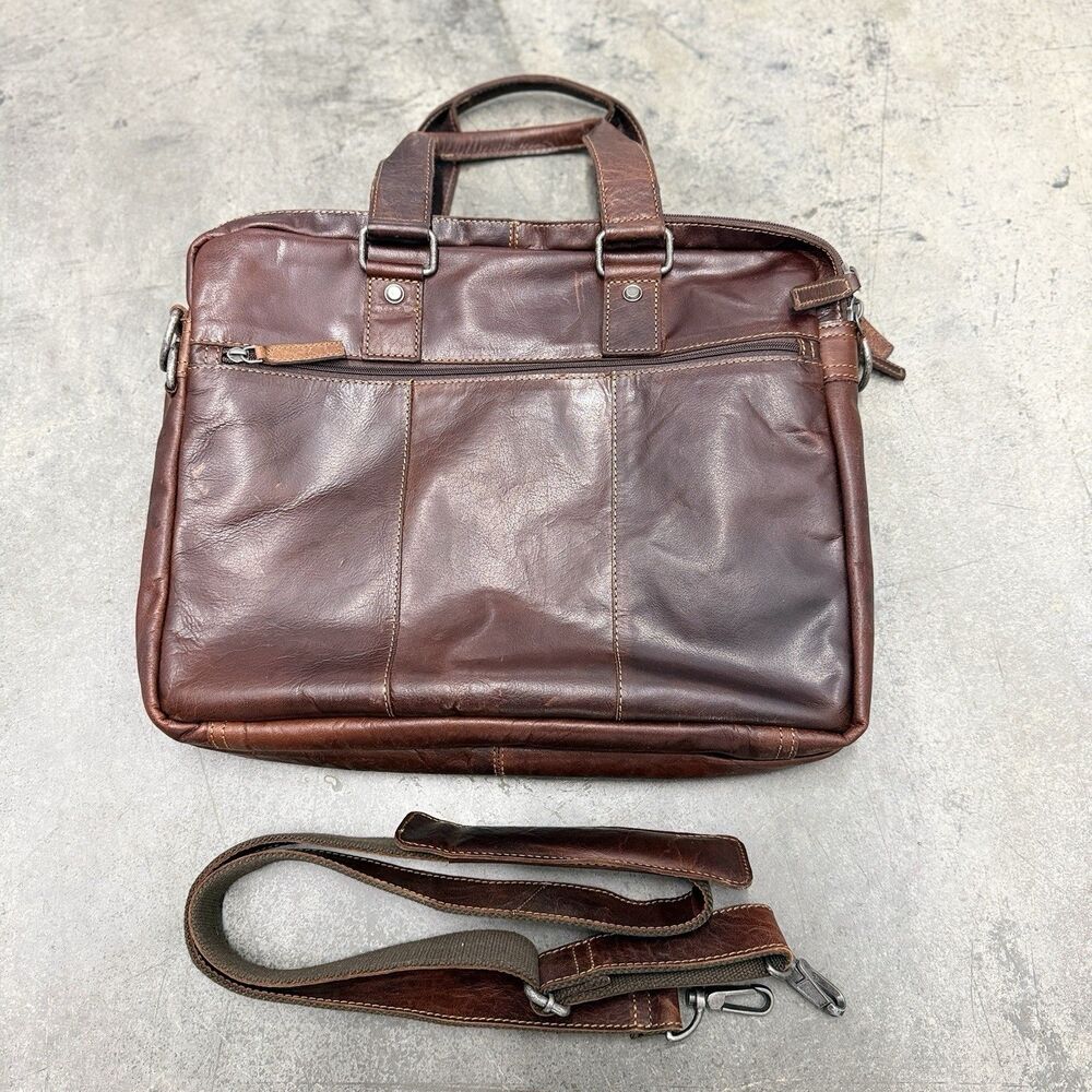 VTG Jack Georges Leather Briefcase Messenger Bag 16x13" Laptop Satchel Brown